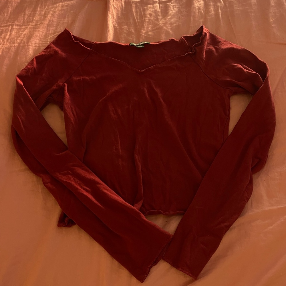 Women's Red Long Sleeve Top